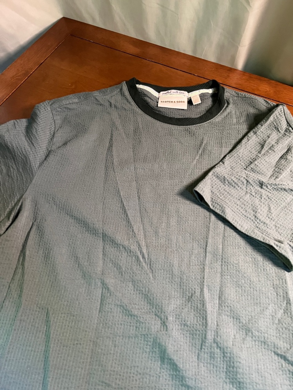 Scotch & Soda Slate Green Short-Sleeve Textured Crew Tee